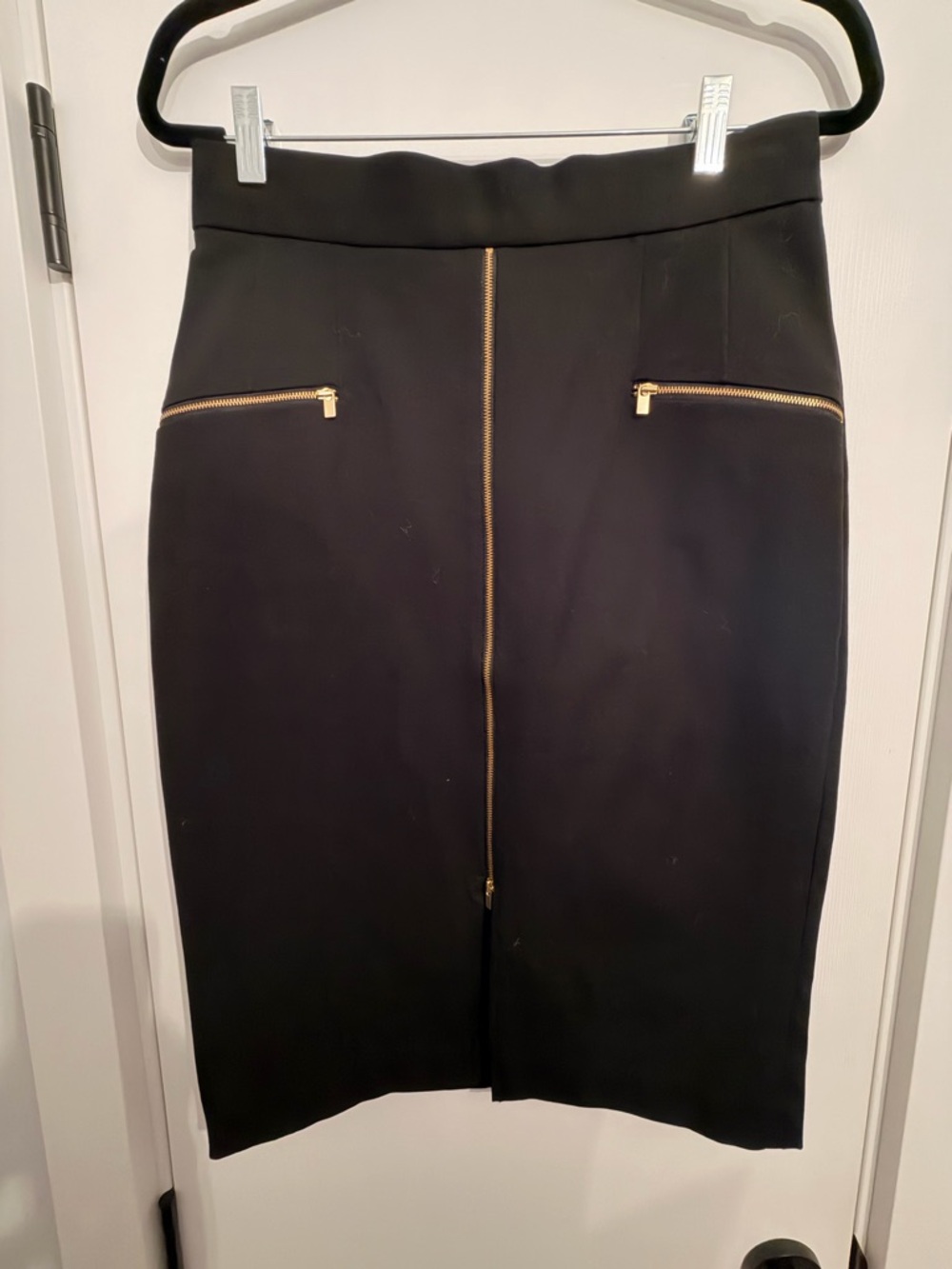 Banana Republic Black Pencil Skirt with Gold Zipper Detail